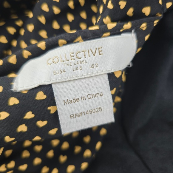 Collective the Label -558 Square Neck Puffed Sleeve Allover Print Crop Top Sz 2 - Picture 4 of 9